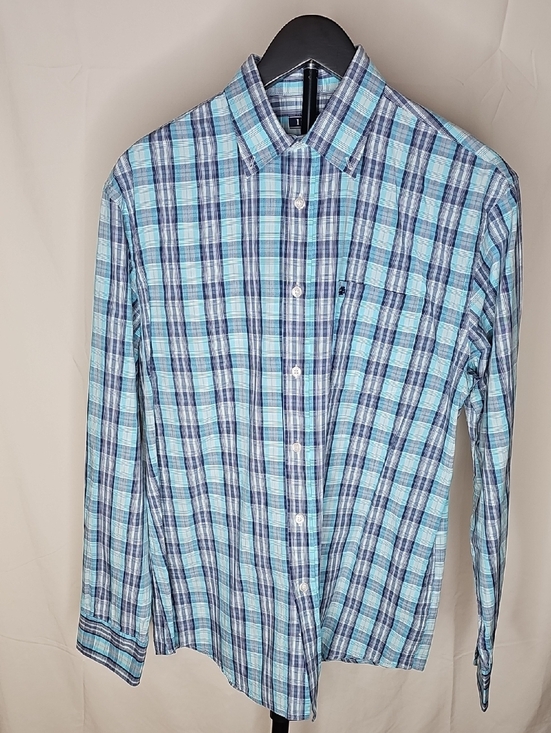 Izod Other - Izod Men's Blue & Navy Plaid Button-Down Shirt